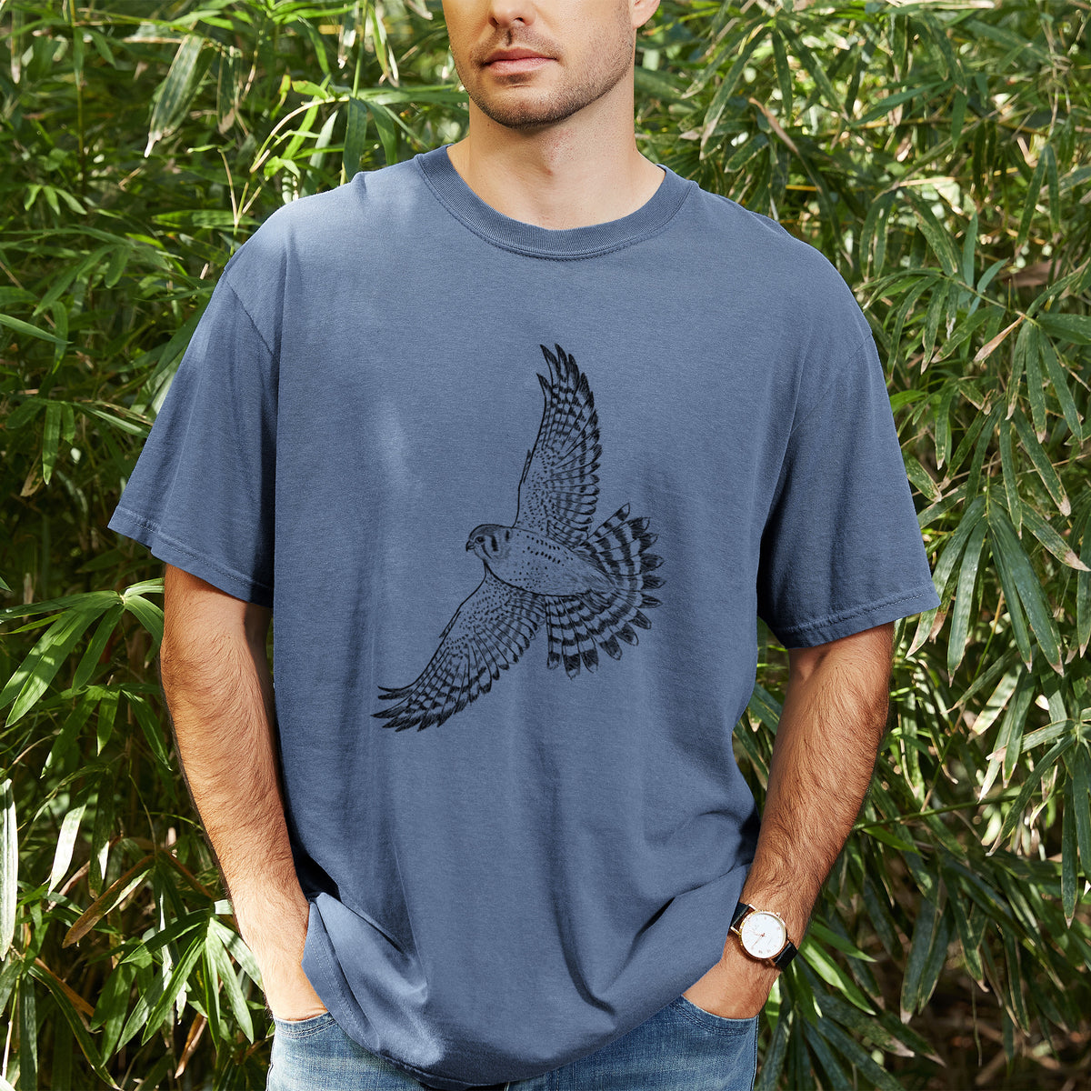 Soaring American Kestrel - Falco sparverius - Unisex Comfort Colors Garment-Dyed Heavyweight T-shirt