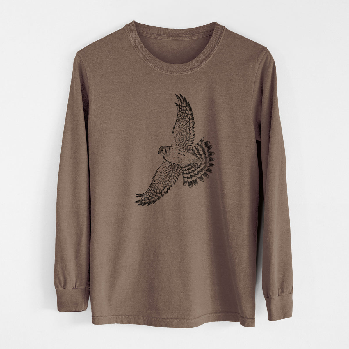 Soaring American Kestrel - Falco sparverius - Unisex Comfort Colors 100% Cotton Long Sleeve