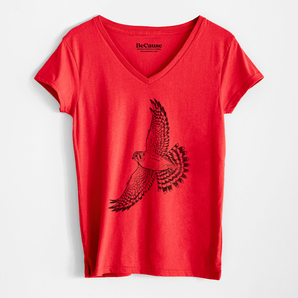 Soaring American Kestrel - Falco sparverius - Women&#39;s 100% Recycled V-neck