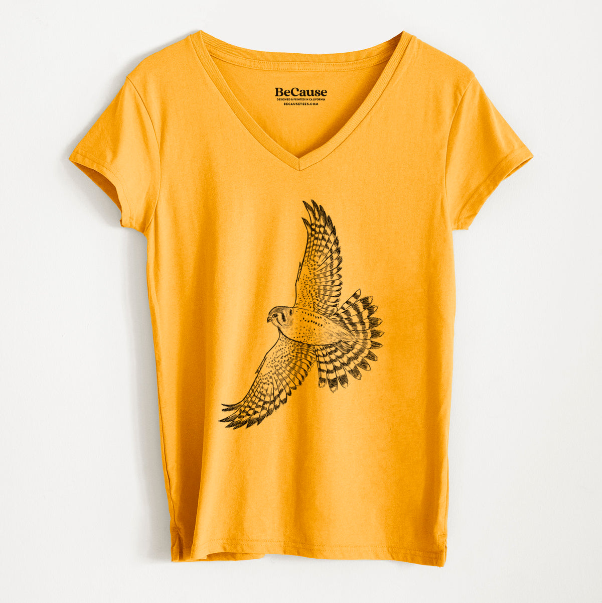 Soaring American Kestrel - Falco sparverius - Women&#39;s 100% Recycled V-neck