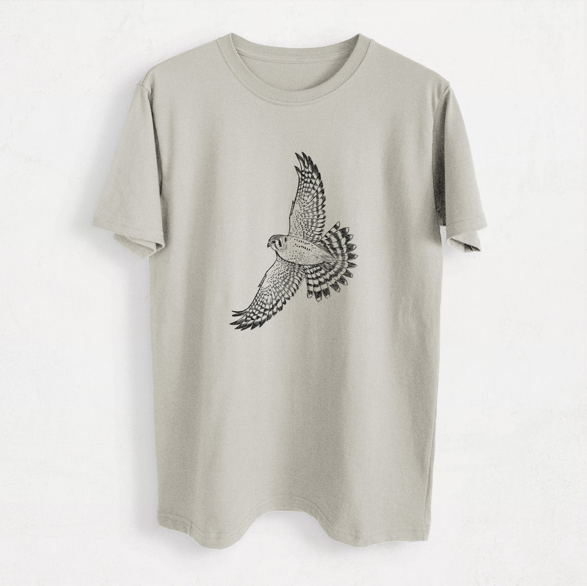 Soaring American Kestrel - Falco sparverius - Heavyweight Men&#39;s 100% Organic Cotton Tee