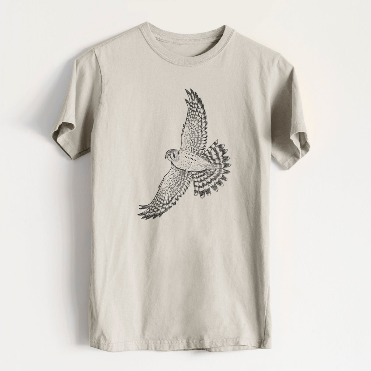 Soaring American Kestrel - Falco sparverius - Heavyweight Men&#39;s 100% Organic Cotton Tee