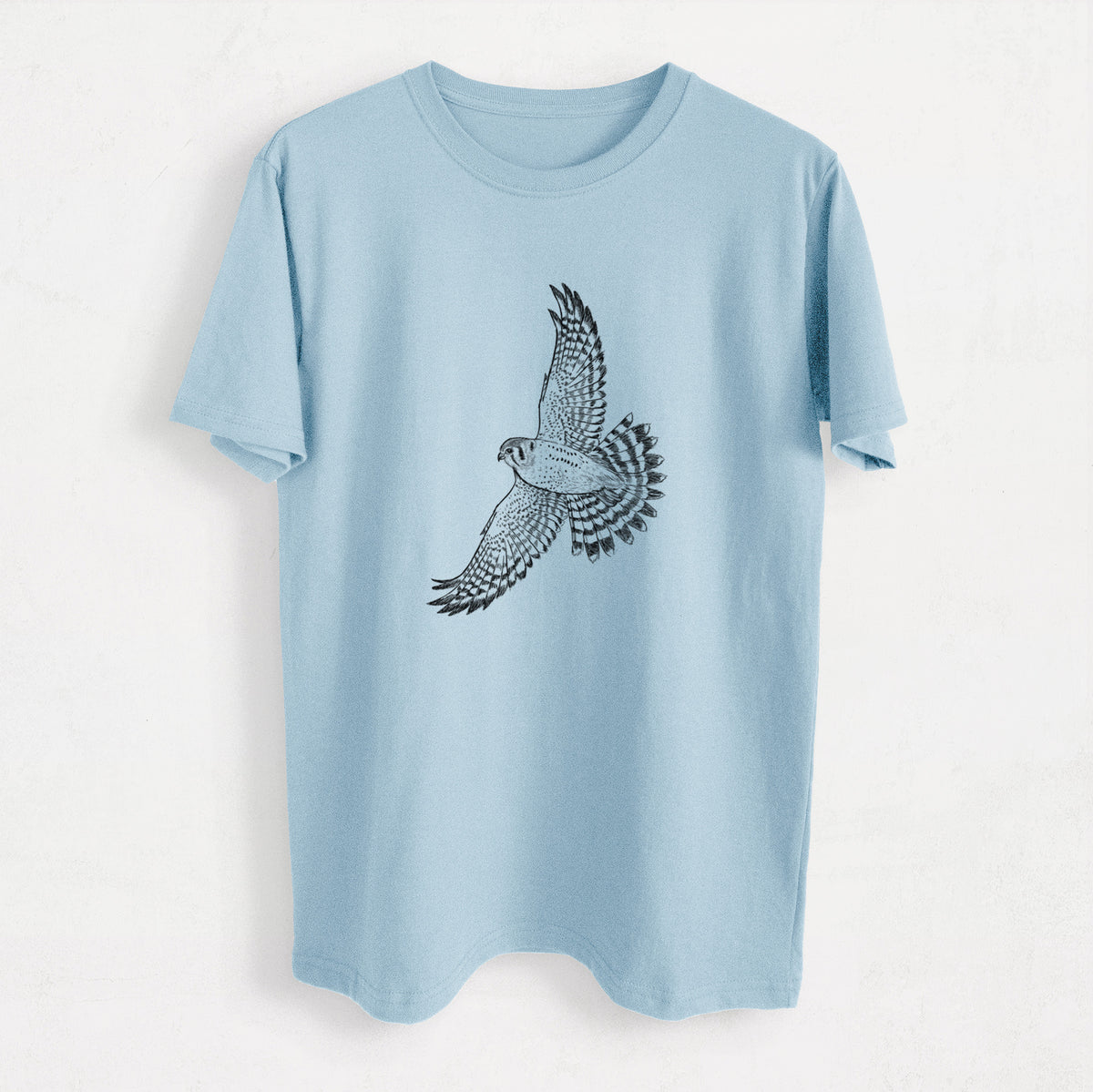 Soaring American Kestrel - Falco sparverius - Heavyweight Men&#39;s 100% Organic Cotton Tee