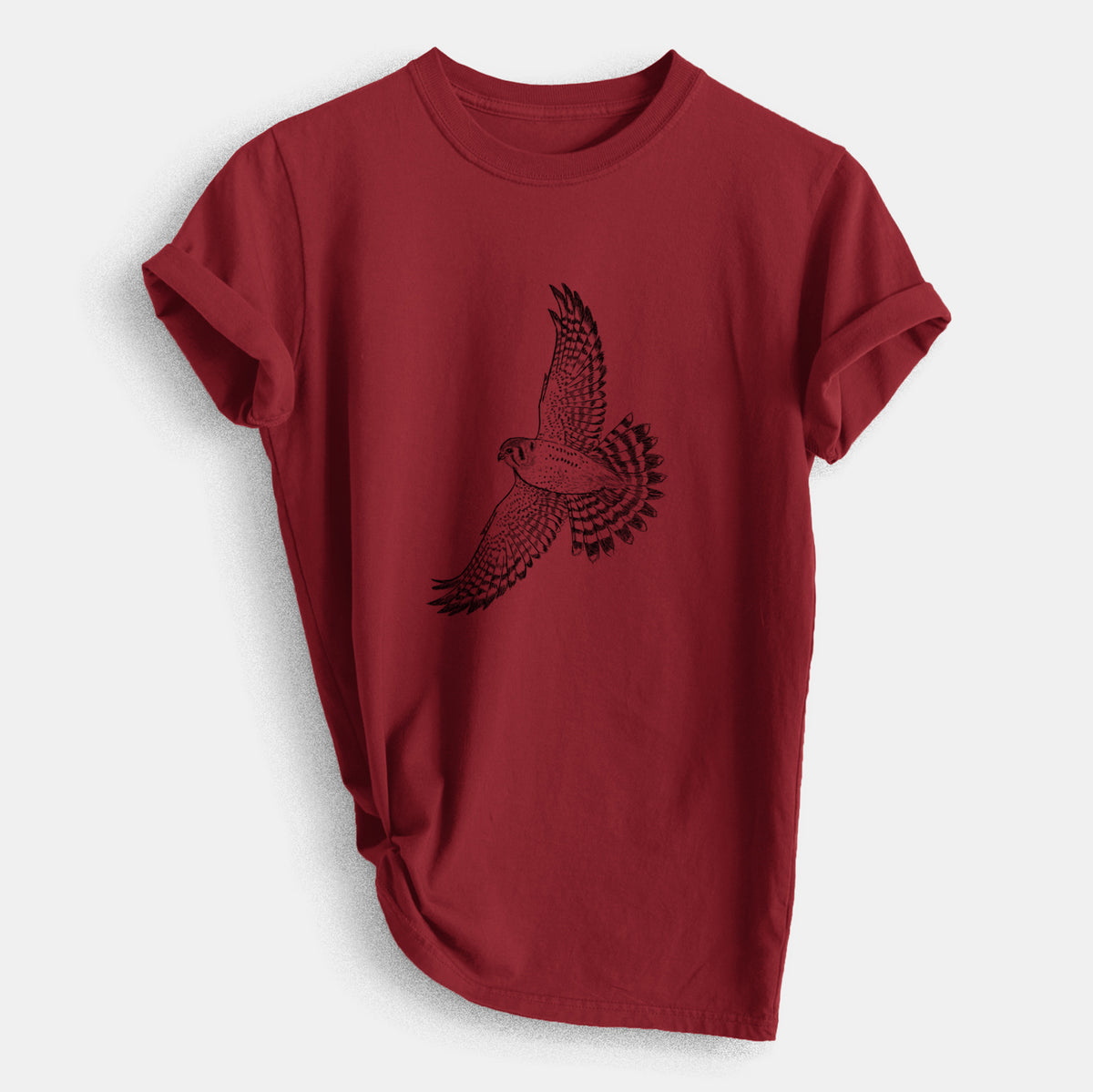 Soaring American Kestrel - Falco sparverius - Heavyweight Men&#39;s 100% Organic Cotton Tee