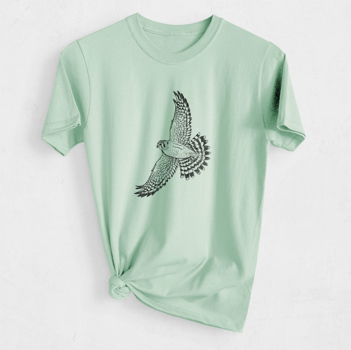 Soaring American Kestrel - Falco sparverius - Heavyweight Men&#39;s 100% Organic Cotton Tee