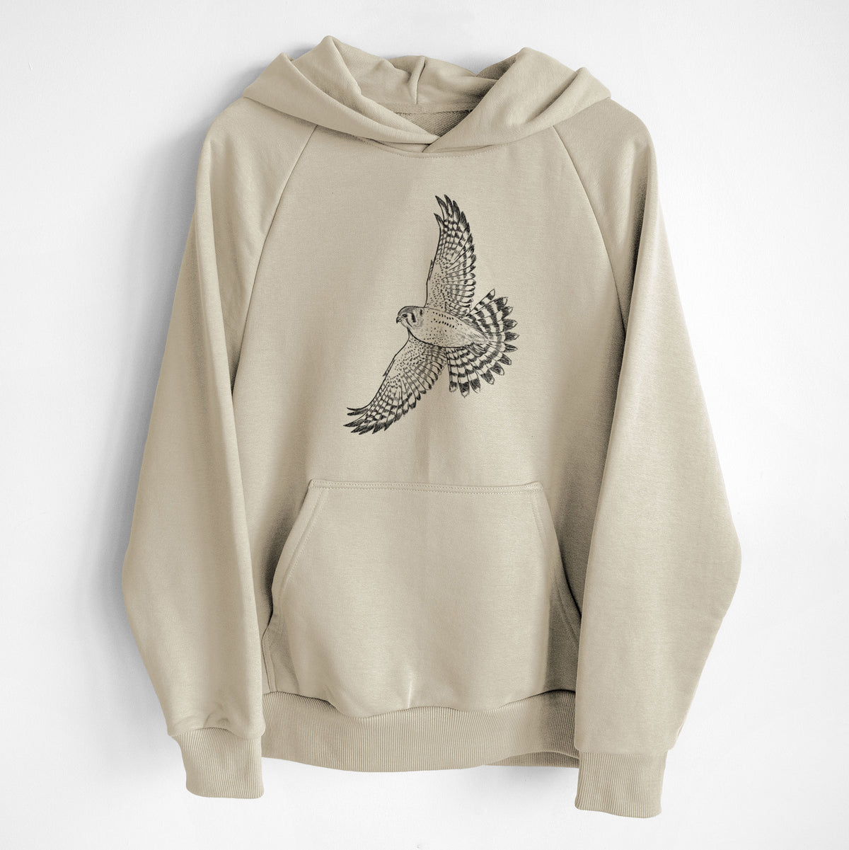 Soaring American Kestrel - Falco sparverius - UltraLuxe Heavyweight French Terry Hoodie