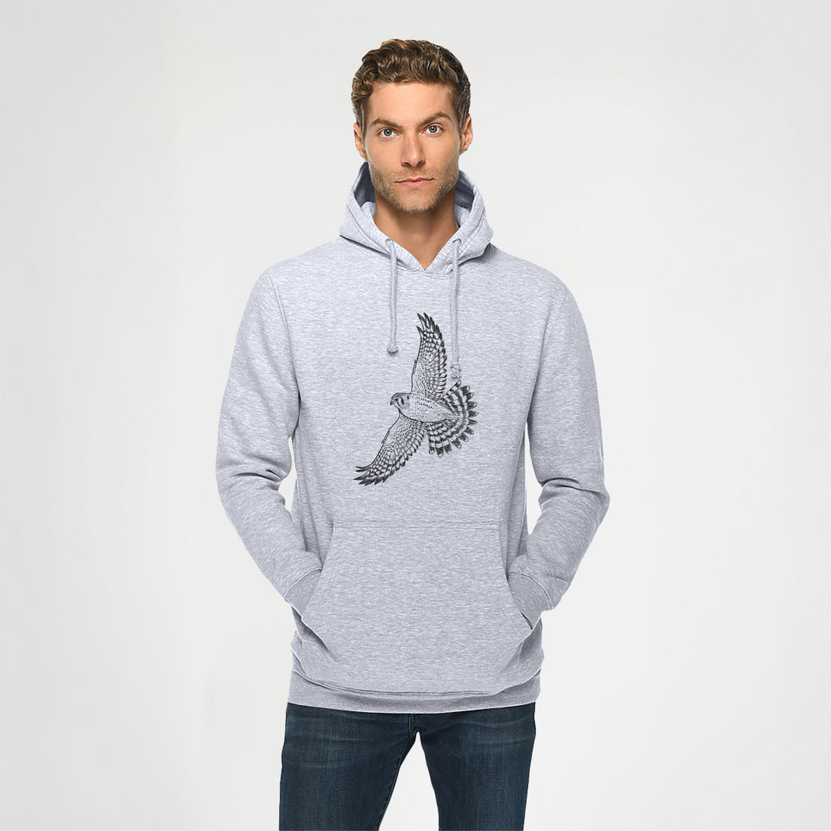 Soaring American Kestrel - Falco sparverius - Heavyweight Fleece Hoodie