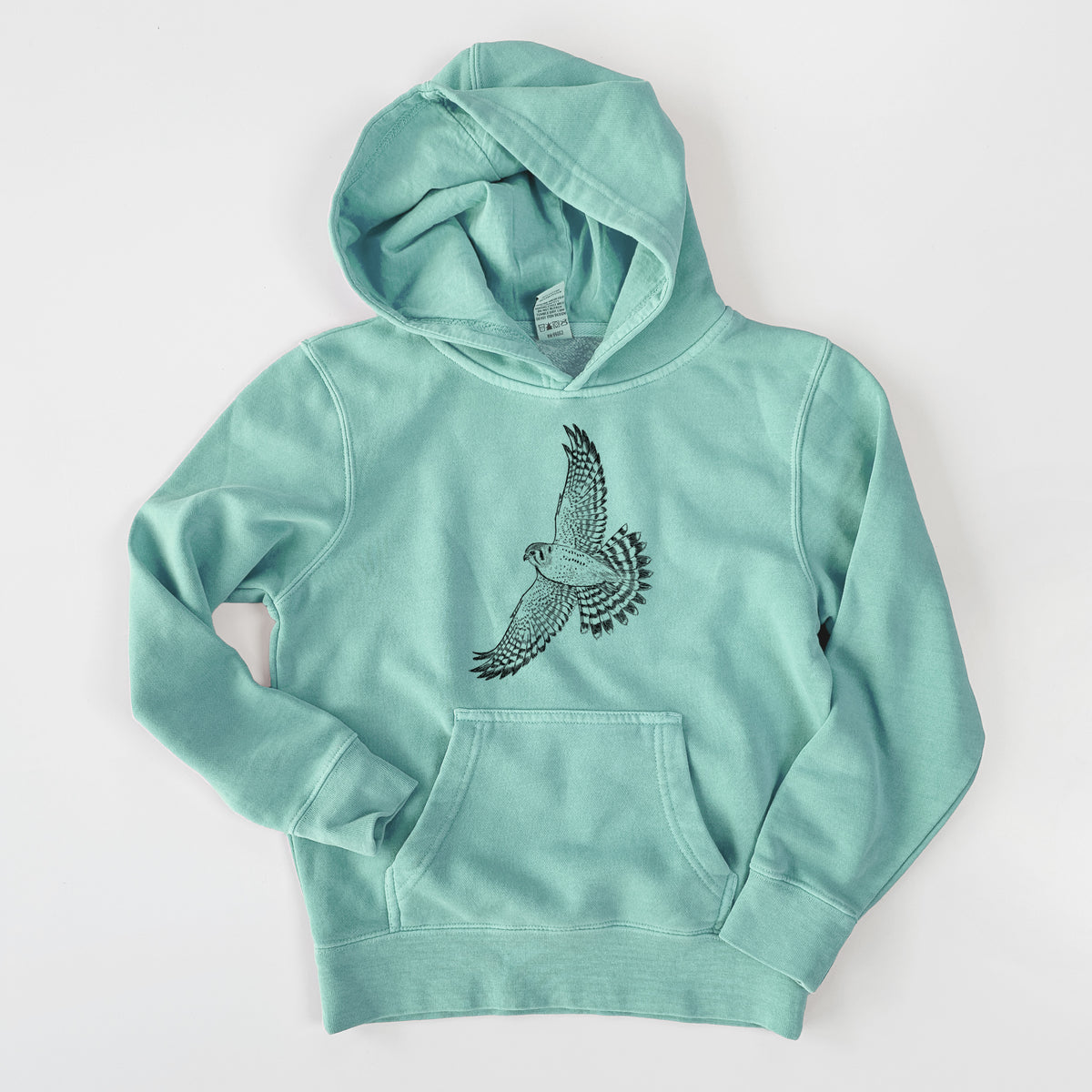Soaring American Kestrel - Falco sparverius - Youth Pigment Dyed Hoodie