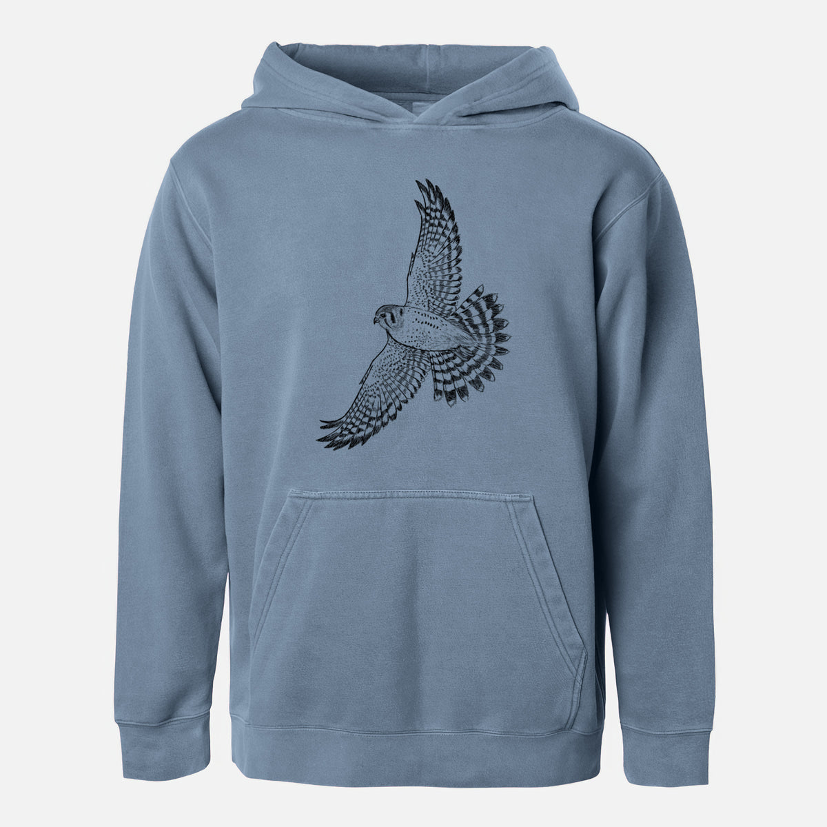 Soaring American Kestrel - Falco sparverius - Youth Pigment Dyed Hoodie