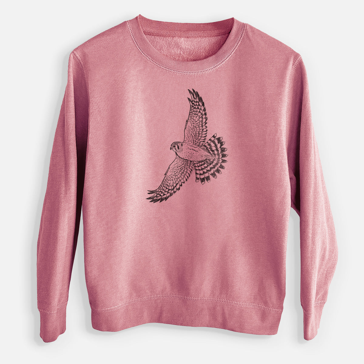 Soaring American Kestrel - Falco sparverius - Youth Lightweight Crewneck Sweatshirt