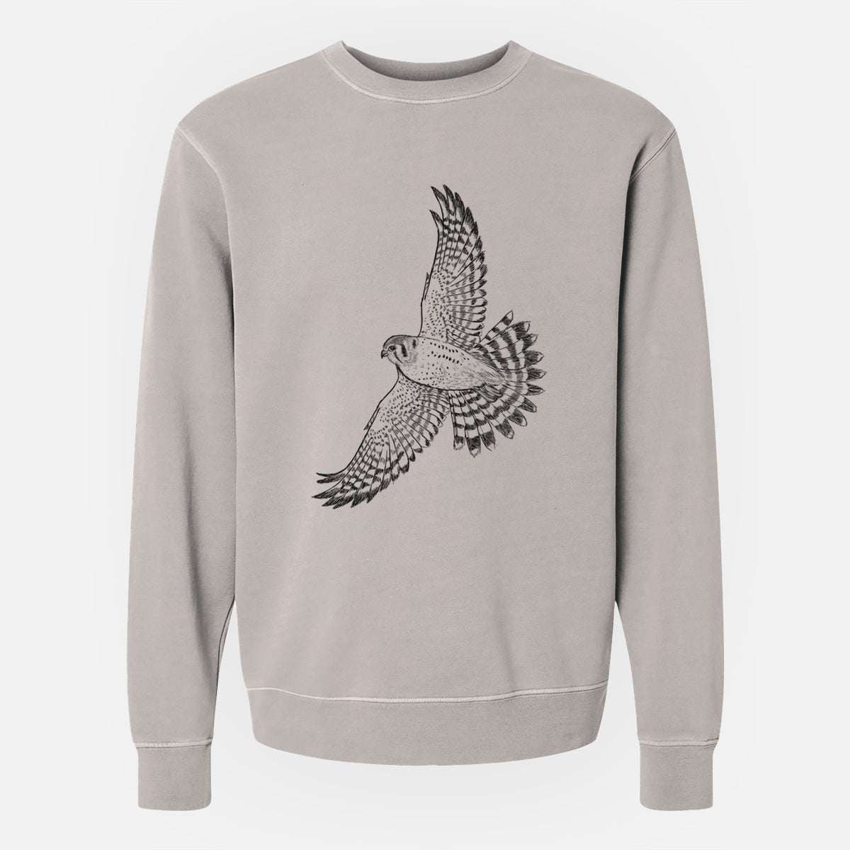 Soaring American Kestrel - Falco sparverius - Unisex Pigment Dyed Crew Sweatshirt