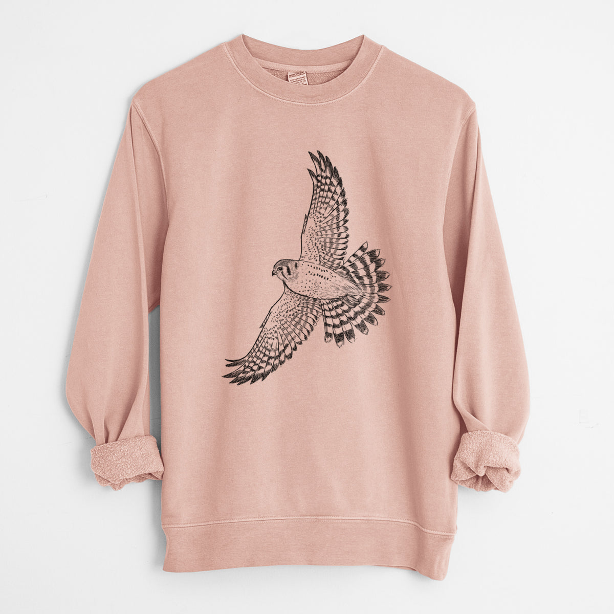 Soaring American Kestrel - Falco sparverius - Unisex Pigment Dyed Crew Sweatshirt