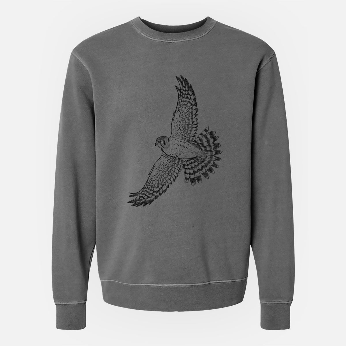 Soaring American Kestrel - Falco sparverius - Unisex Pigment Dyed Crew Sweatshirt