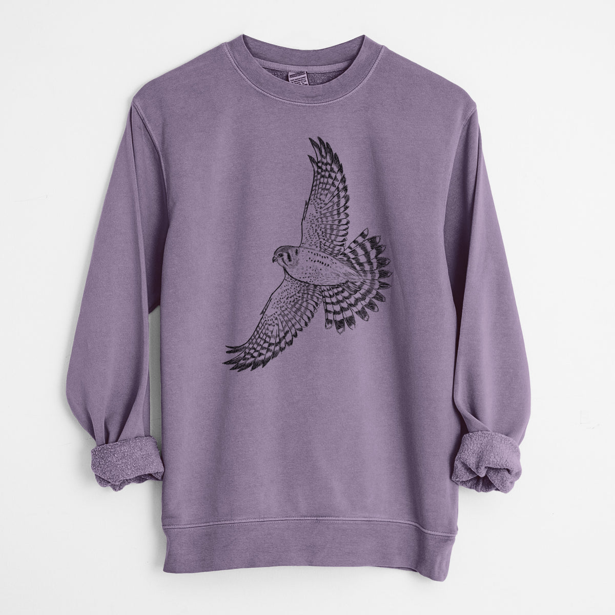 Soaring American Kestrel - Falco sparverius - Unisex Pigment Dyed Crew Sweatshirt