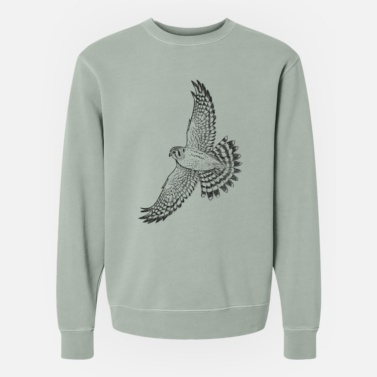 Soaring American Kestrel - Falco sparverius - Unisex Pigment Dyed Crew Sweatshirt