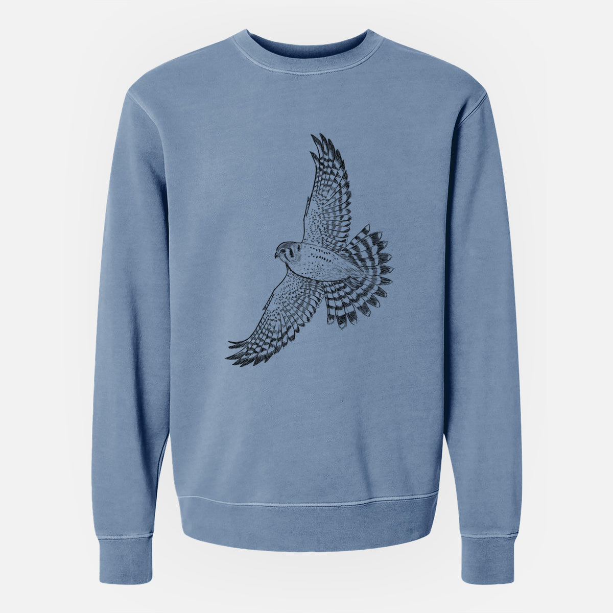 Soaring American Kestrel - Falco sparverius - Unisex Pigment Dyed Crew Sweatshirt