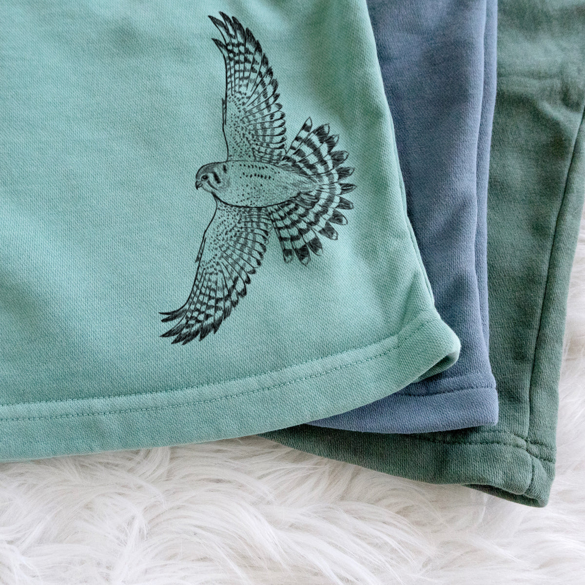 Soaring American Kestrel - Falco sparverius - Unisex Pigment Dyed Shorts