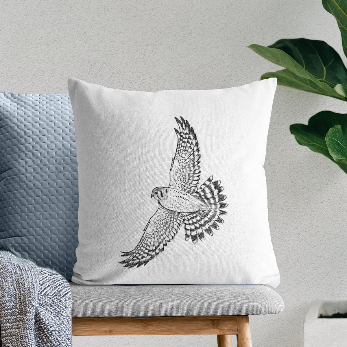 Soaring American Kestrel - Falco sparverius - Throw Pillow Cover