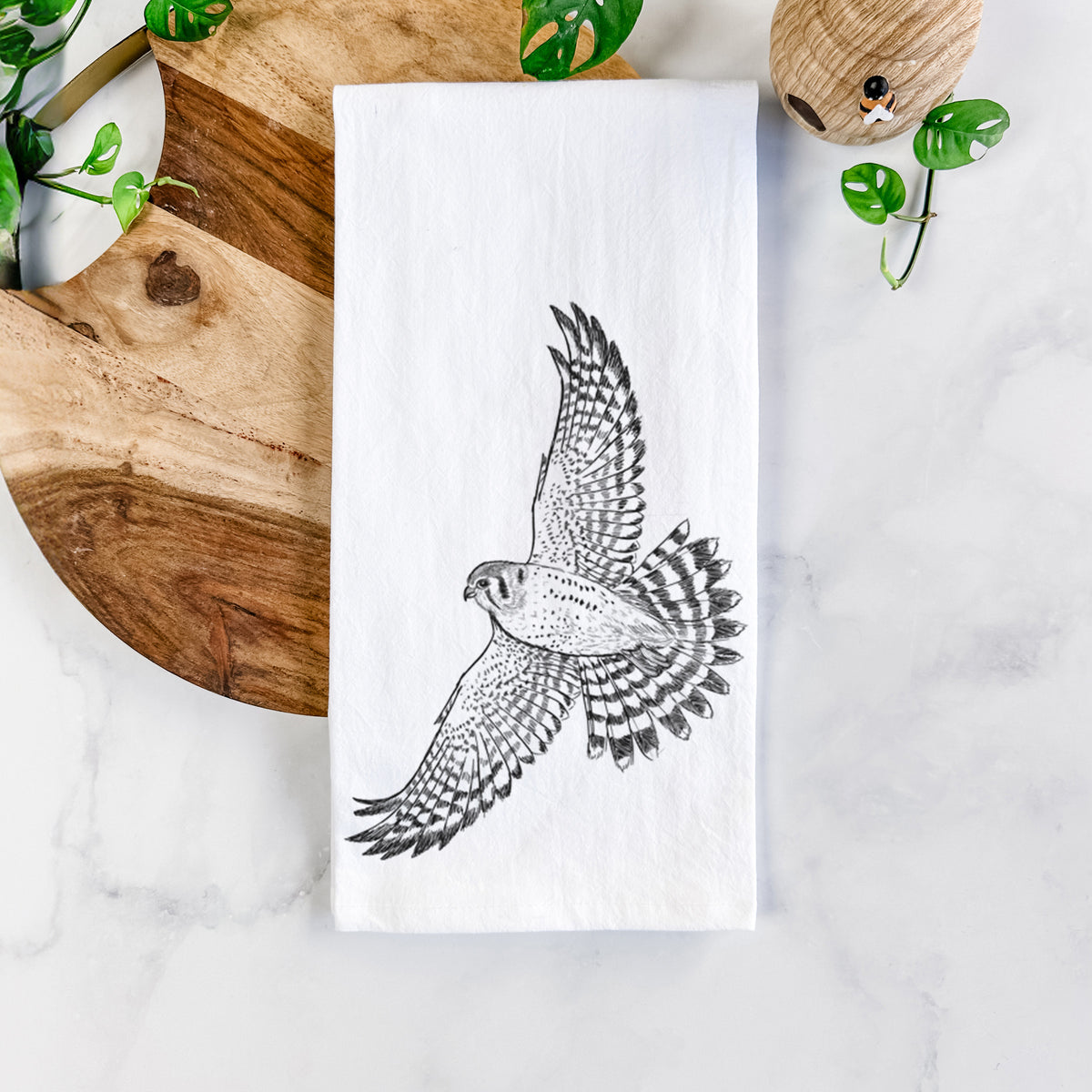 Soaring American Kestrel - Falco sparverius Tea Towel