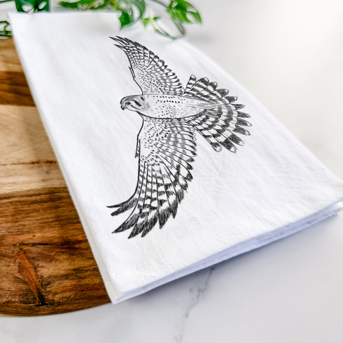 Soaring American Kestrel - Falco sparverius Tea Towel