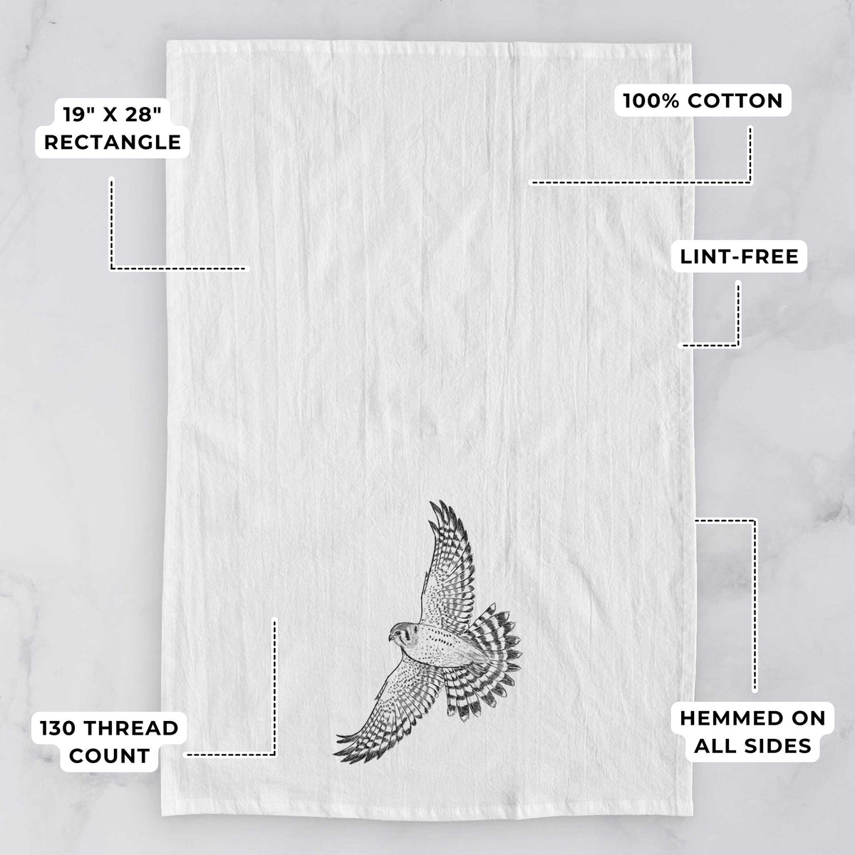 Soaring American Kestrel - Falco sparverius Tea Towel