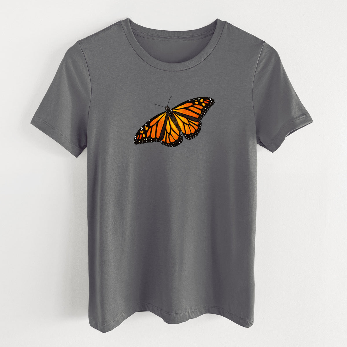 Vibrant Monarch - Danaus plexippus - Women's Lightweight Relaxed Fit 100% Cotton Crewneck