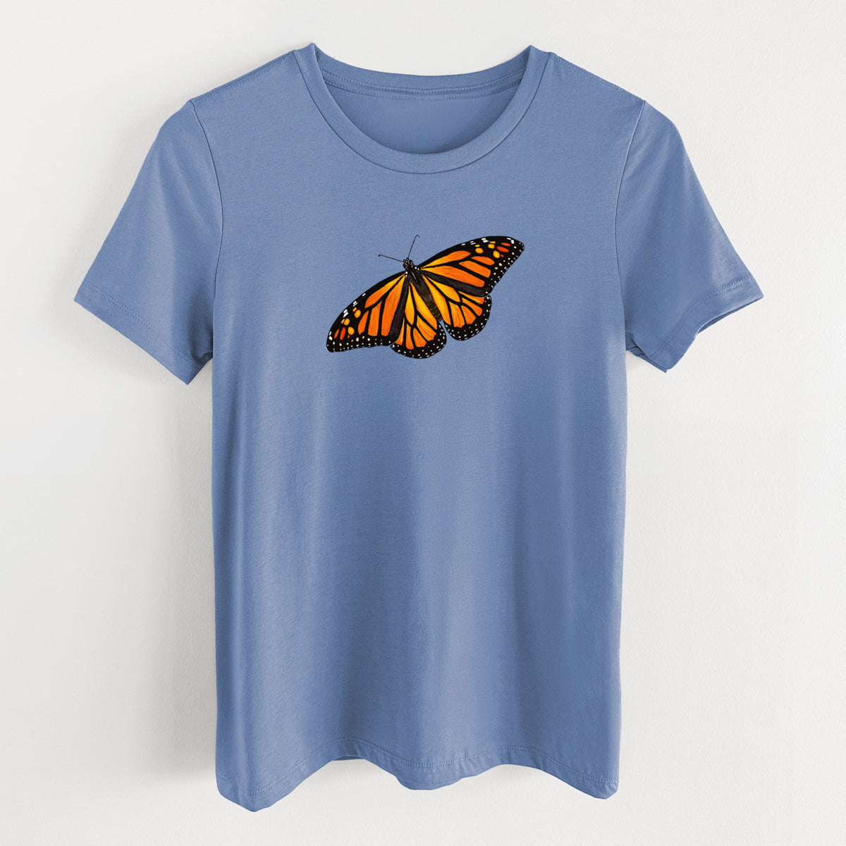 Vibrant Monarch - Danaus plexippus - Women's Lightweight Relaxed Fit 100% Cotton Crewneck