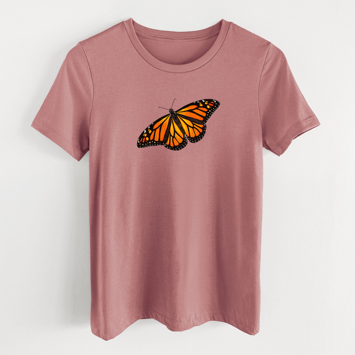 Vibrant Monarch - Danaus plexippus - Women's Lightweight Relaxed Fit 100% Cotton Crewneck
