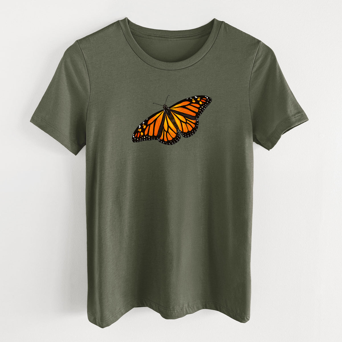 Vibrant Monarch - Danaus plexippus - Women's Lightweight Relaxed Fit 100% Cotton Crewneck
