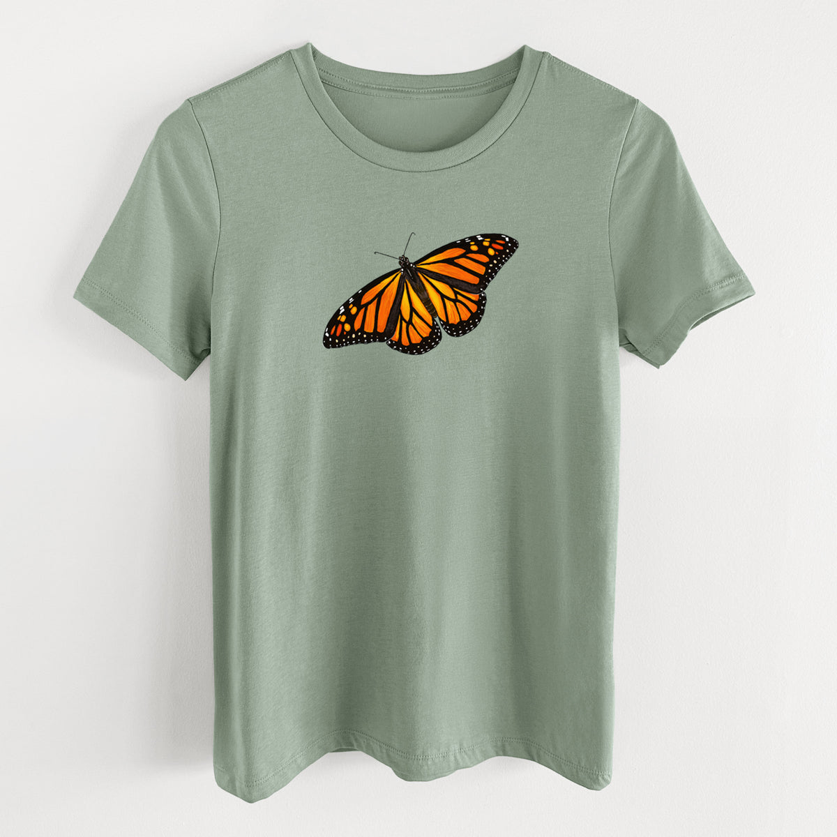Vibrant Monarch - Danaus plexippus - Women's Lightweight Relaxed Fit 100% Cotton Crewneck