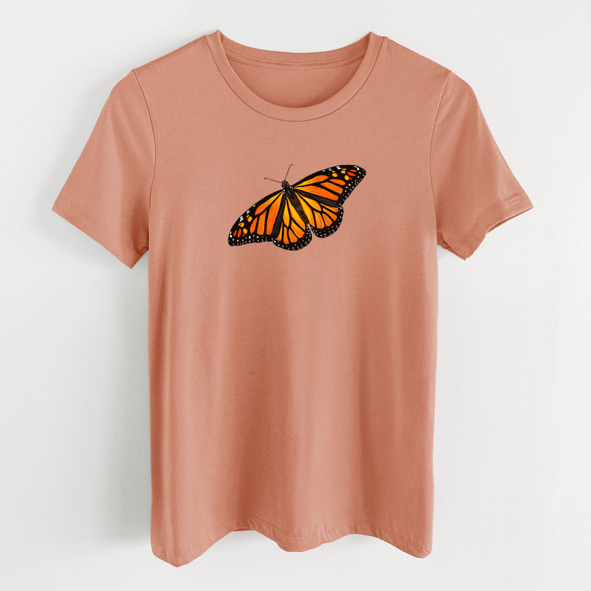 Vibrant Monarch - Danaus plexippus - Women's Lightweight Relaxed Fit 100% Cotton Crewneck