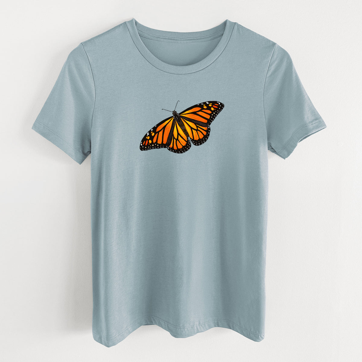 Vibrant Monarch - Danaus plexippus - Women's Lightweight Relaxed Fit 100% Cotton Crewneck