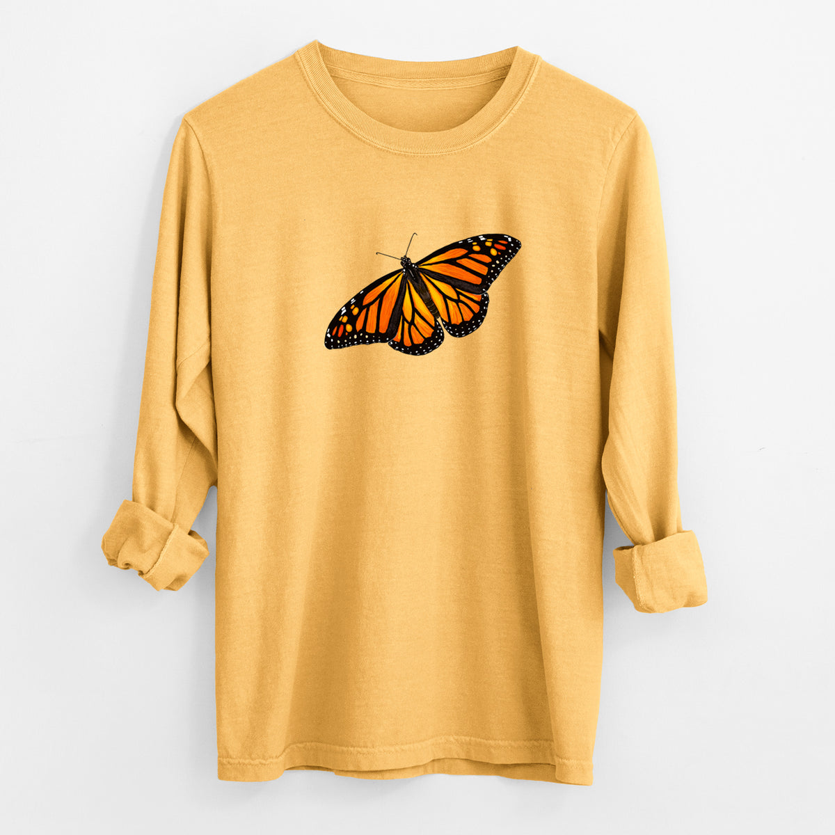 Vibrant Monarch - Danaus plexippus - Unisex Comfort Colors 100% Cotton Long Sleeve