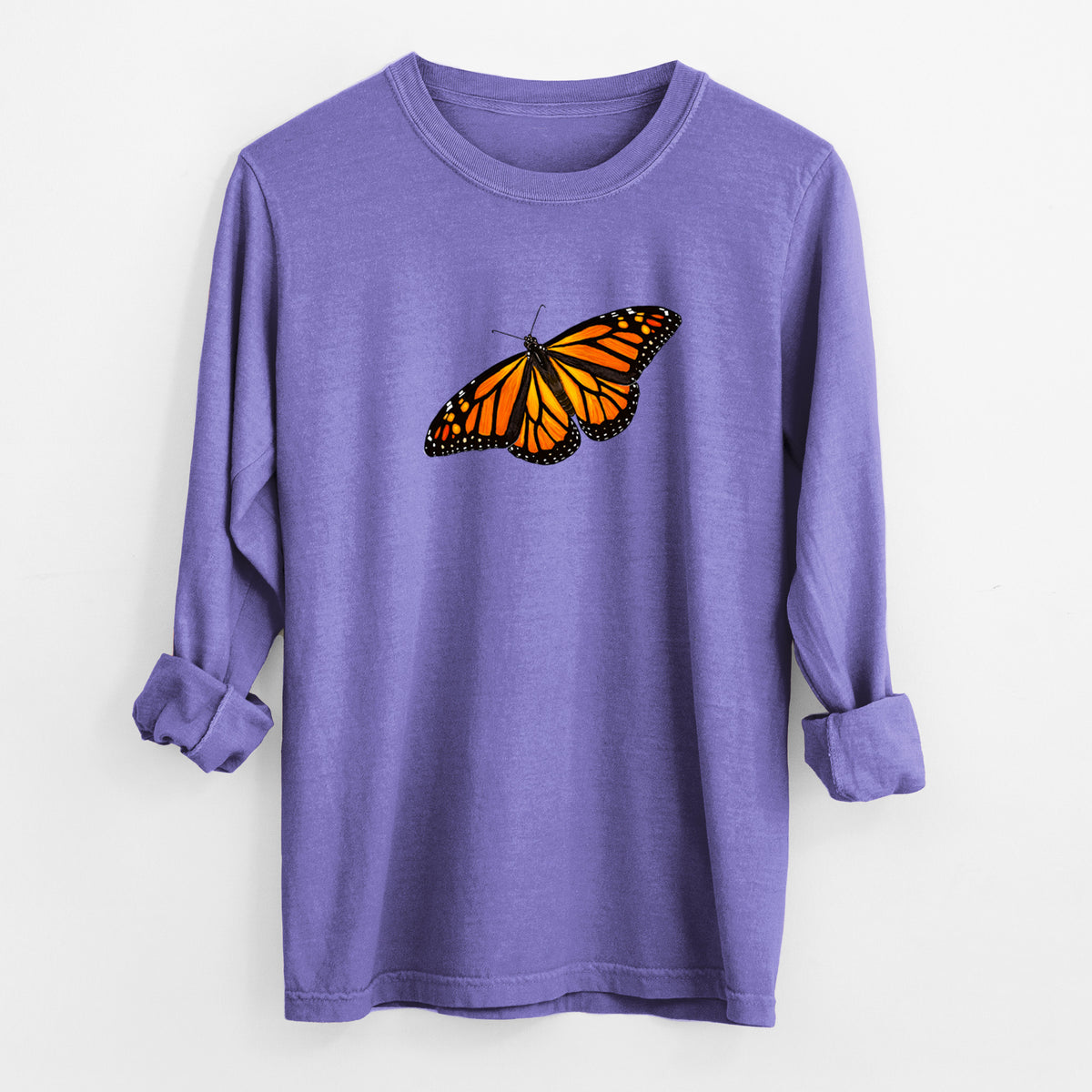 Vibrant Monarch - Danaus plexippus - Unisex Comfort Colors 100% Cotton Long Sleeve