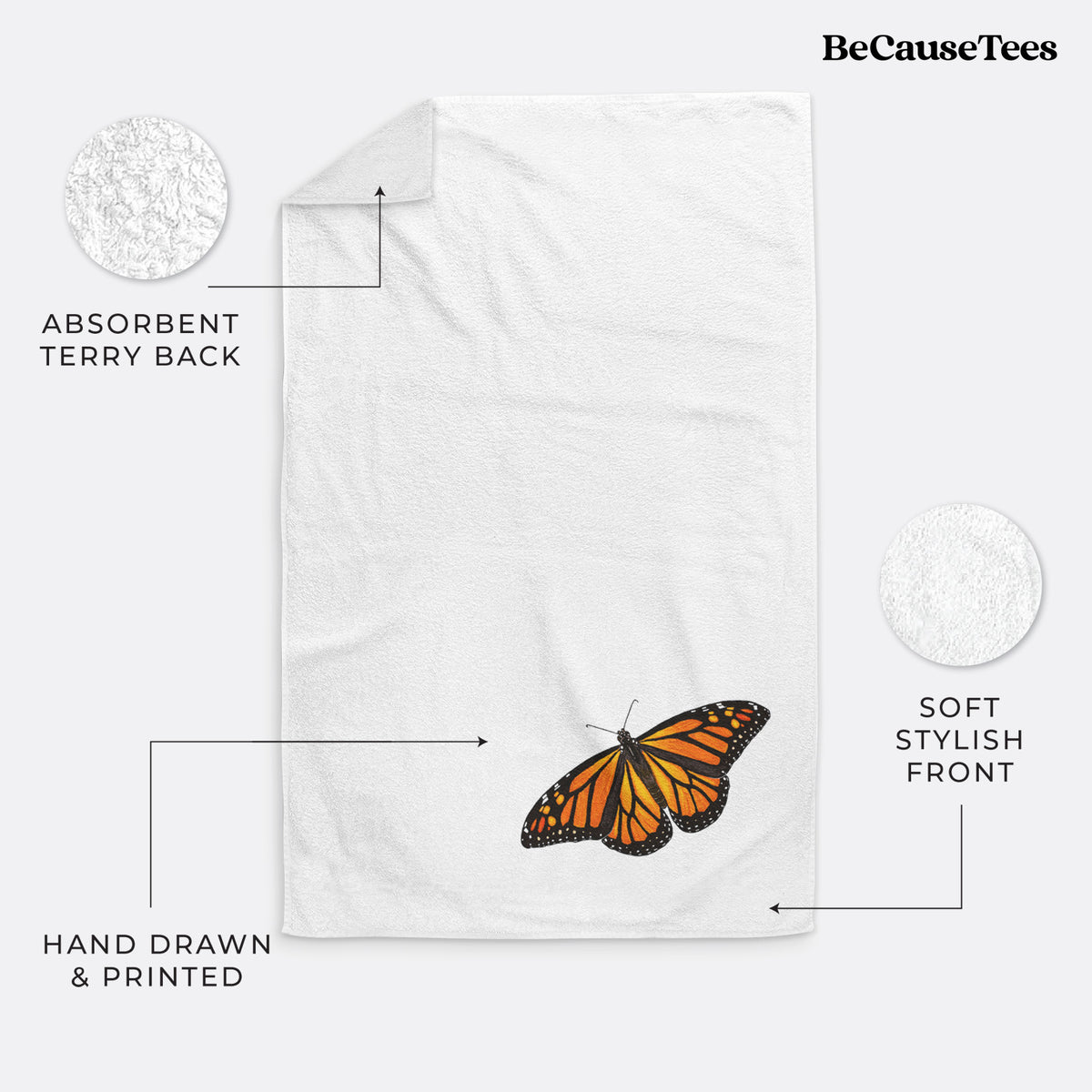 Vibrant Monarch - Danaus plexippus - Premium Hand Towel