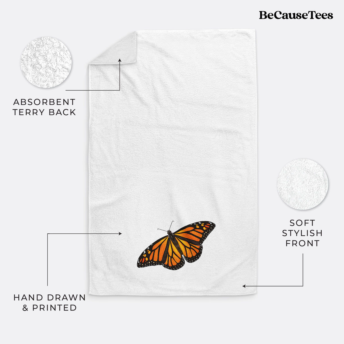 Vibrant Monarch - Danaus plexippus - Premium Hand Towel