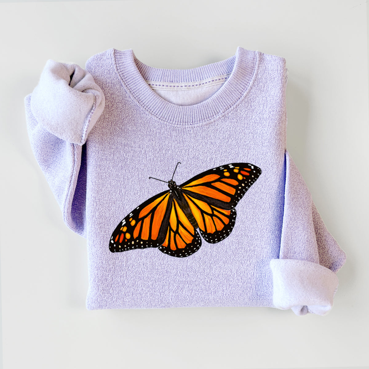 Vibrant Monarch - Danaus plexippus - Knit Sweatshirt