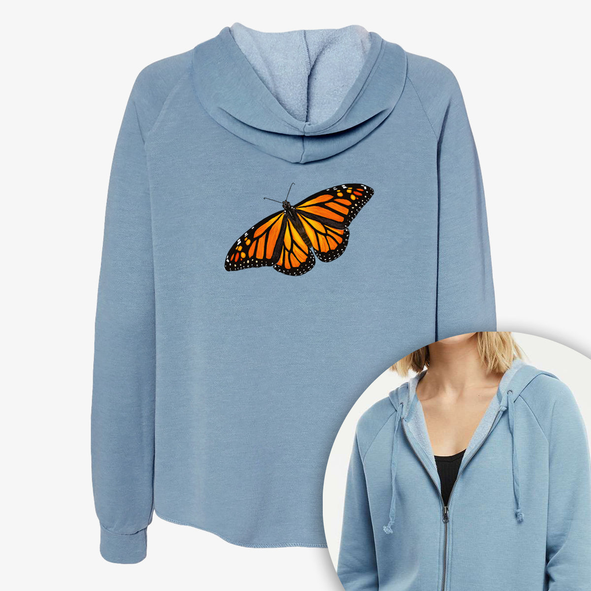 Vibrant Monarch - Danaus plexippus - Women's Cali Wave Zip-Up Sweatshirt