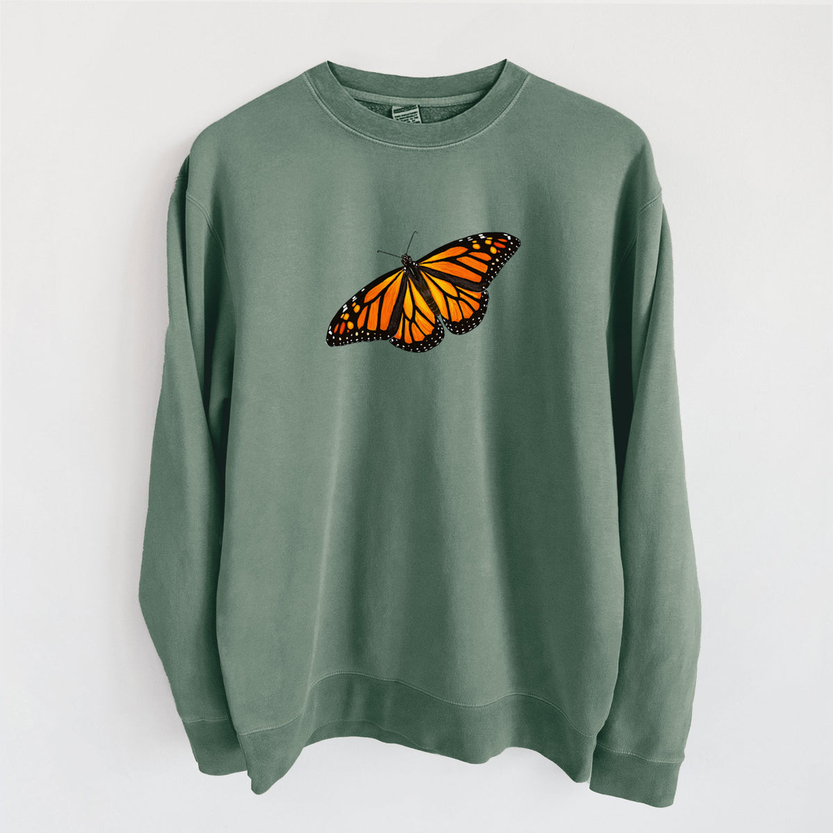 Vibrant Monarch - Danaus plexippus - Unisex Pigment Dyed Crew Sweatshirt