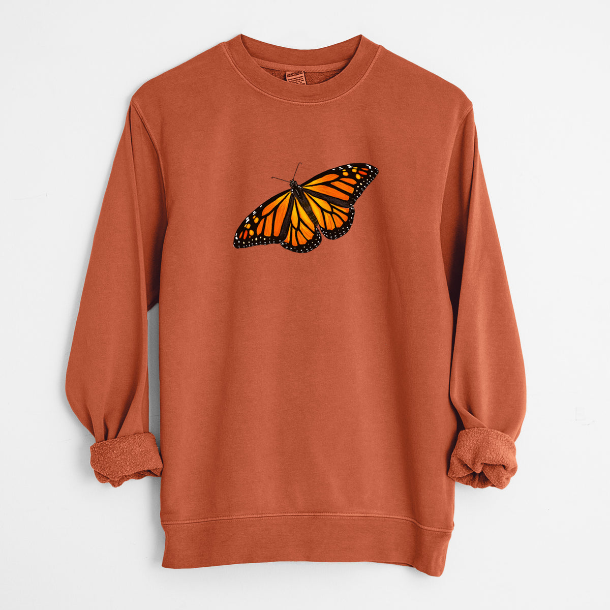 Vibrant Monarch - Danaus plexippus - Unisex Pigment Dyed Crew Sweatshirt