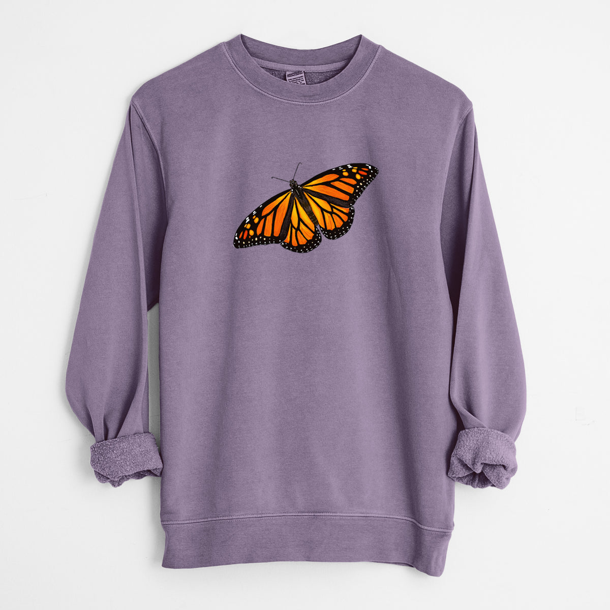 Vibrant Monarch - Danaus plexippus - Unisex Pigment Dyed Crew Sweatshirt