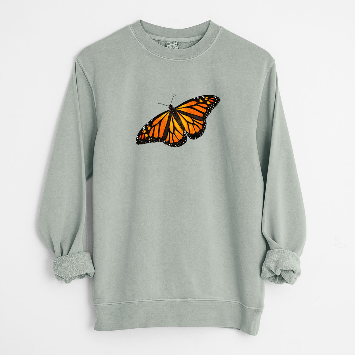 Vibrant Monarch - Danaus plexippus - Unisex Pigment Dyed Crew Sweatshirt