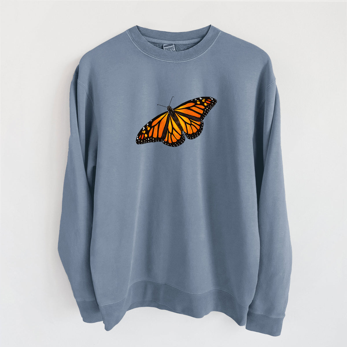Vibrant Monarch - Danaus plexippus - Unisex Pigment Dyed Crew Sweatshirt
