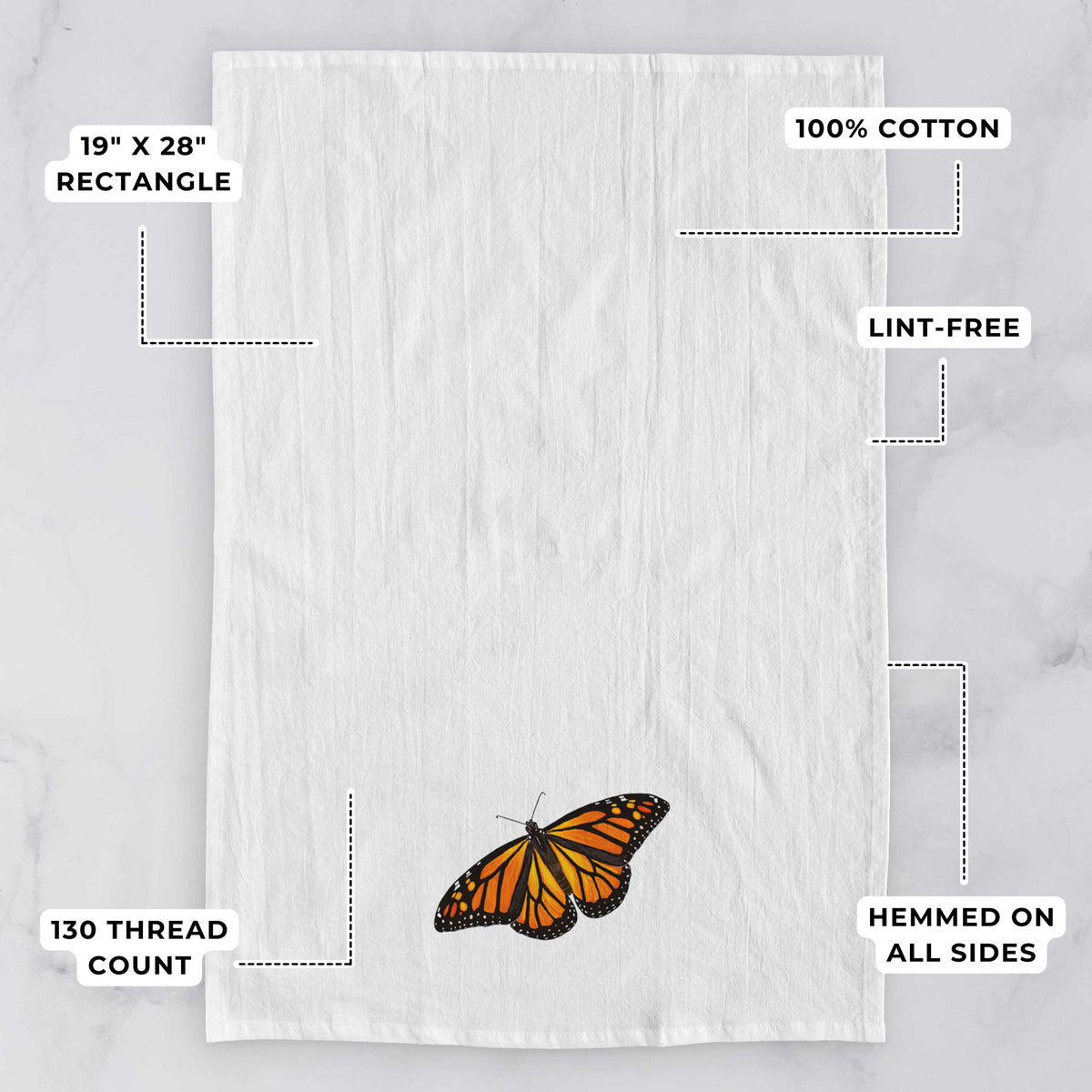 Vibrant Monarch - Danaus plexippus - Tea Towel