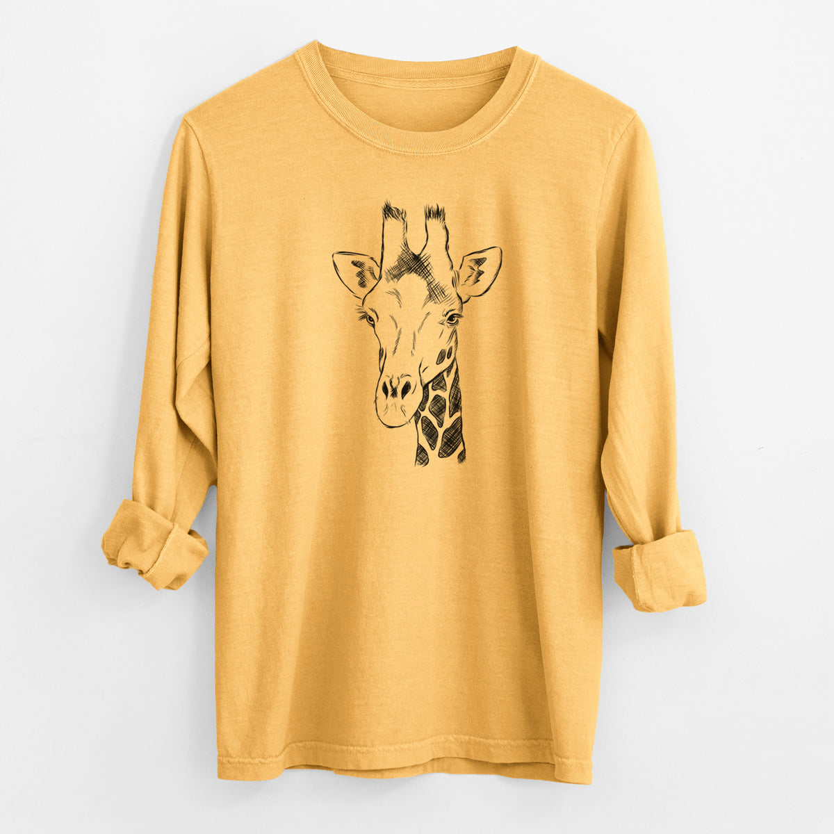 Southern Giraffe - Giraffa giraffa - Men&#39;s Heavyweight 100% Cotton Long Sleeve