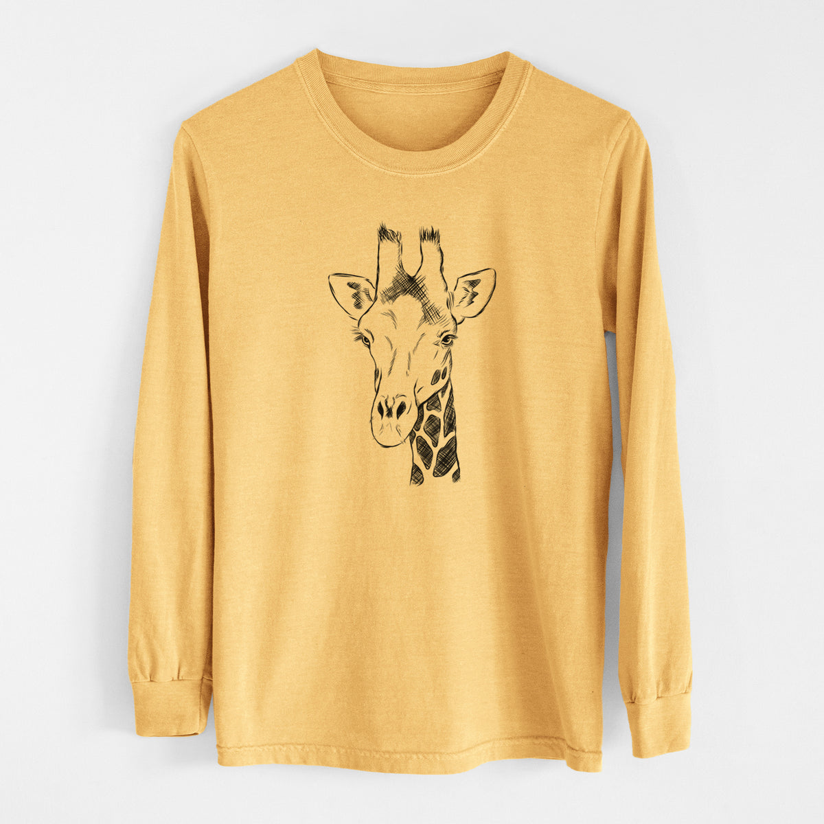 Southern Giraffe - Giraffa giraffa - Men&#39;s Heavyweight 100% Cotton Long Sleeve