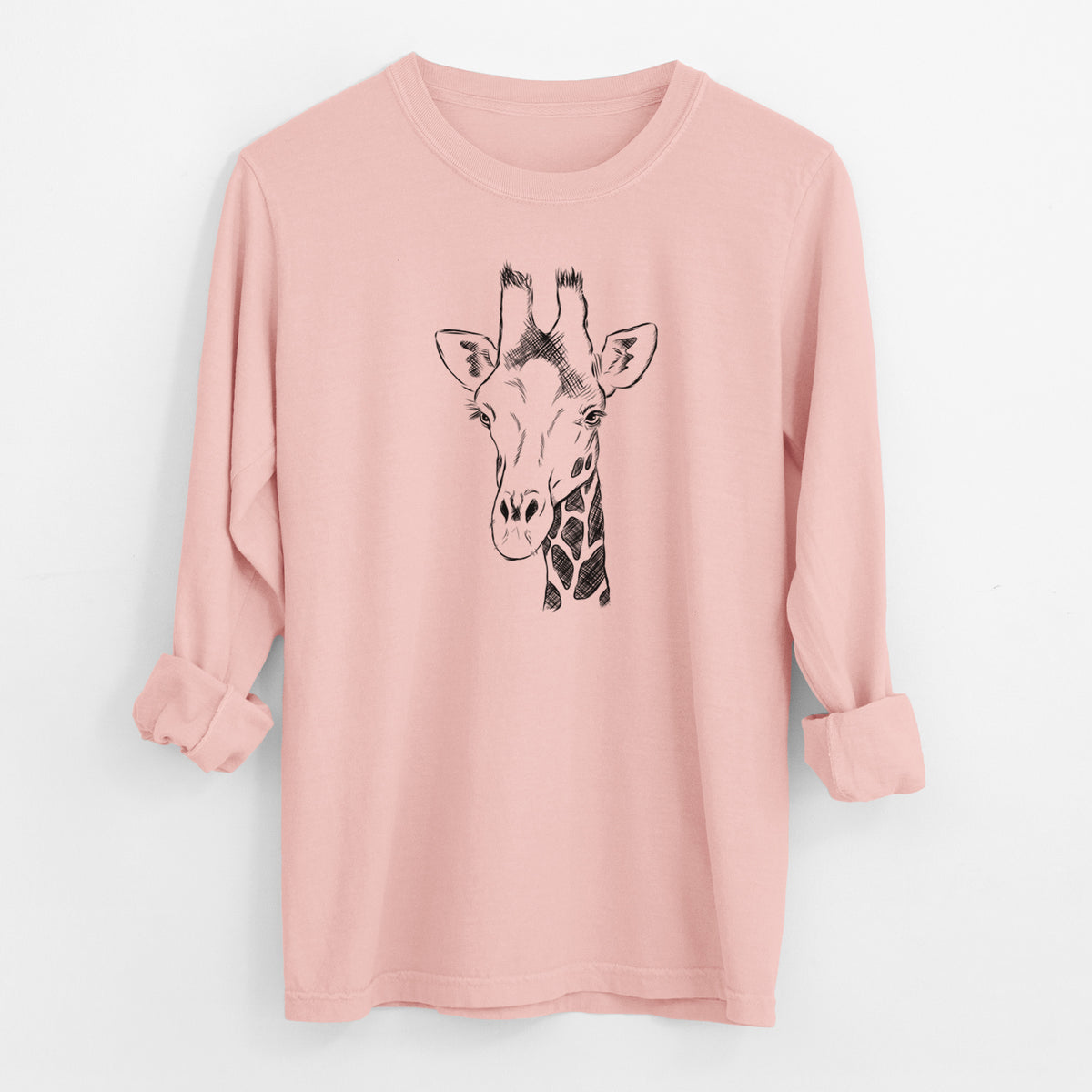 Southern Giraffe - Giraffa giraffa - Men&#39;s Heavyweight 100% Cotton Long Sleeve