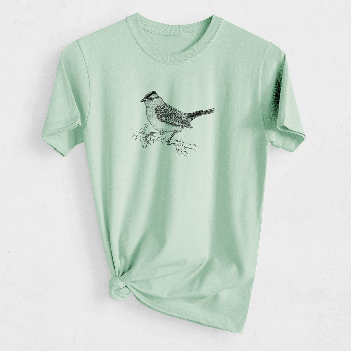 White-crowned Sparrow - Zonotrichia leucophrys - Heavyweight Men&#39;s 100% Organic Cotton Tee