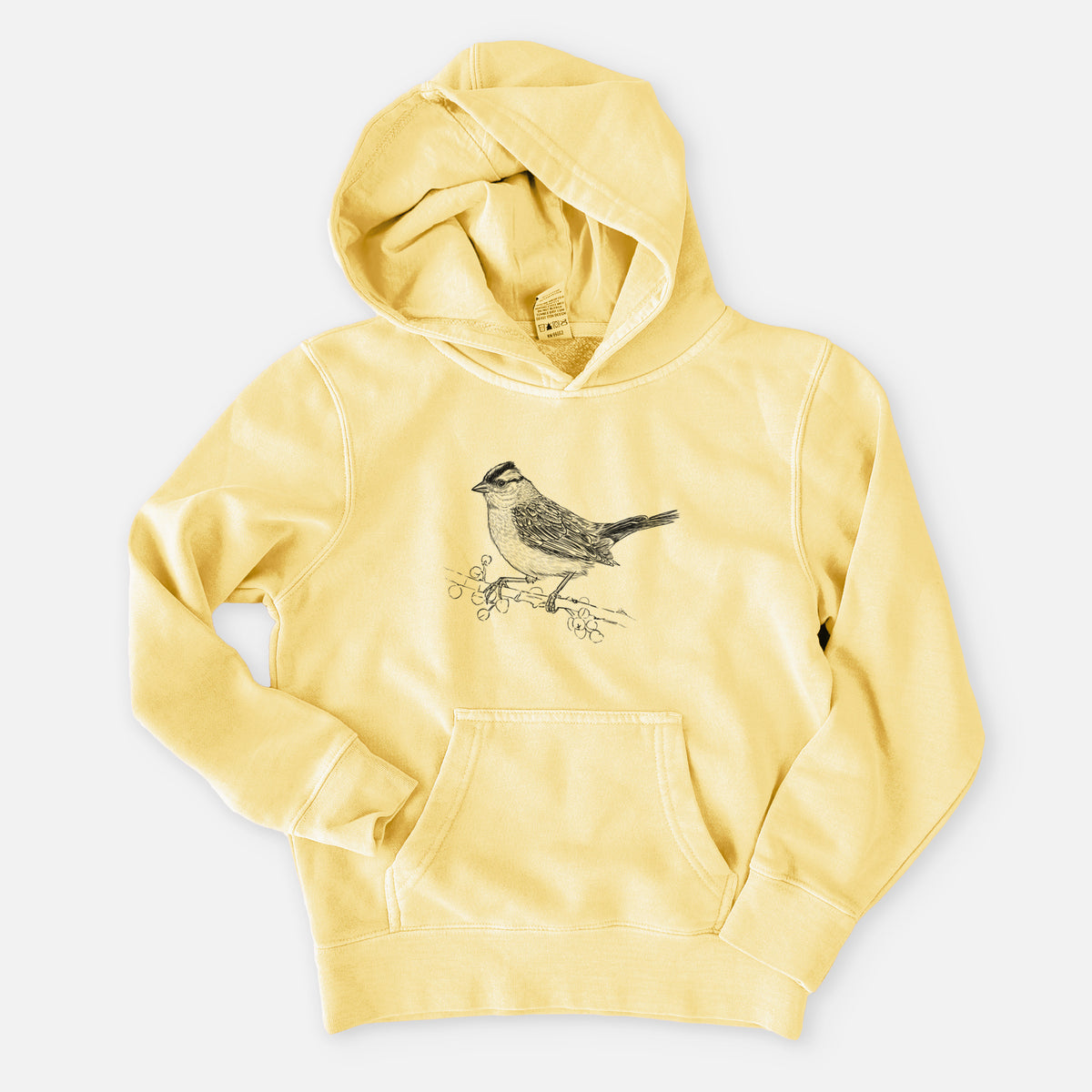 White-crowned Sparrow - Zonotrichia leucophrys - Youth Pigment Dyed Hoodie