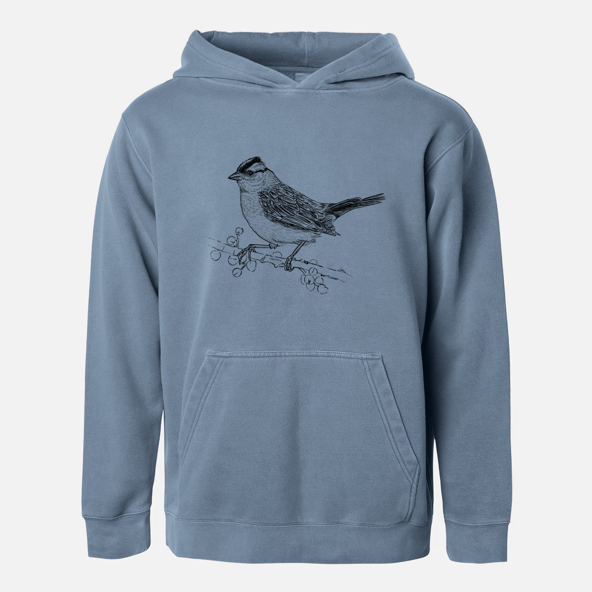 White-crowned Sparrow - Zonotrichia leucophrys - Youth Pigment Dyed Hoodie
